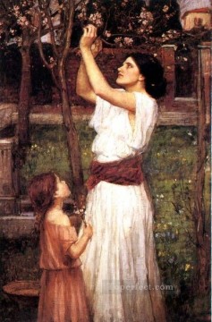 ジョン・ウィリアム・ウォーターハウス Painting - アーモンドの花を集める JW ギリシャ人女性 ジョン・ウィリアム・ウォーターハウス